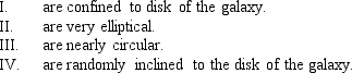 <strong>The orbits of population I stars  </strong> A) I B) IV C) I & IV D) II & IV E) I & III <div style=padding-top: 35px> 