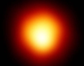 <strong>The figure shows a color image of Betelgeuse,a red giant star.Which of the surface temperatures below best matches Betelgeuse's surface temperature? Hint: Our sun at 6000K is yellow. </strong> A) 64,000 K B) 32,000 K C) 16,000 K D) 8000 K E) 2000 K