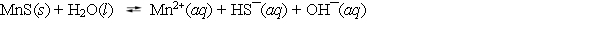 Consider the dissolution of MnS in water (K<sub>sp</sub> = 3.0 * 10¯<sup>14</sup>). How is the solubility of manganese(II) sulfide affected by the addition of aqueous potassium hydroxide to the system?