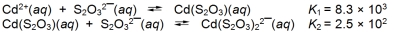 Consider the reactions of cadmium with the thiosulfate anion. What is the value for the equilibrium constant for the following reaction?