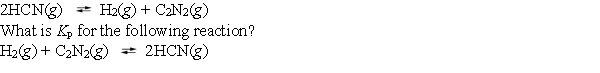 At 500 \degree C, the equilibrium constant, K<sub>p</sub>, is 4.00 *10¯<sup>4</sup> for the equilibrium: