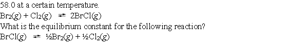 The equilibrium constant for the reaction of bromine with chlorine to form bromine monochloride is