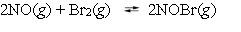 Nitric oxide and bromine were allowed to react in a sealed container. When equilibrium was reached P<sub>NO</sub> = 0.526 atm, = 1.59 atm, and P<sub>NOBr</sub> = 7.68 atm. Calculate K<sub>p</sub> for the reaction.