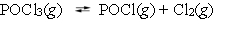 The reaction system is at equilibrium. Which of the following statements describes the behavior of the system if POCl is added to the container?