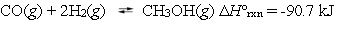 Methanol can be synthesized by combining carbon monoxide and hydrogen. A reaction vessel contains these compounds at equilibrium. What effect will be seen when equilibrium is reestablished after decreasing the temperature by 45 \degree C?