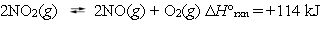 Nitrogen dioxide can dissociate to nitric oxide and oxygen. Under which reaction conditions would you expect to produce the largest amount of oxygen?
