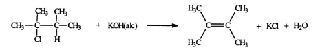 <strong>2-chloro-2,3-dimethylbutane will react with potassium hydroxide dissolved in alcohol to produce 2,3-dimethyl-2-butene. What type of reaction is this? </strong> A) addition B) elimination C) substitution D) oxidation E) displacement