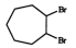 <strong>Identify the products for the reaction between cycloheptene and bromine. </strong> A) B) C) D) E) None of these choices is among the products of the reaction.