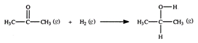 <strong>Acetone can be easily converted to isopropyl alcohol by addition of hydrogen to the carbon-oxygen double bond. Calculate the enthalpy of reaction using the bond energies given. Bond: C=O H-H C-H O-H C-C C-O Bond energy (kJ/mol): 745 432 413 467 347 358</strong> A) -484 kJ B) -366 kJ C) -61 kJ D) +61 kJ E) +366 kJ
