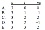 <strong>In the quantum mechanical treatment of the hydrogen atom, which one of the following combinations of quantum numbers is not allowed? </strong> A) A B) B C) C D) D E) E