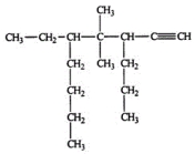 <strong>Select the correct name for the following compound. </strong> A) 5-butyl-4,4-dimethyl-3-propyl-1-heptene B) 5-ethyl-4-4-dimethyl-3-propyl-1-nonyne C) 5-ethyl-6-6-dimethyl-7-propyl-8-nonyne D) 4,6-diethyl-5-5-dimethyl-4-decyne E) 5-ethyl-4-4-dimethyl-3-propyl-1-nonene