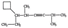 <strong>Select the correct name for the following compound. </strong> A) 2,5-dimethyl-3-octyne-6-cyclobutane B) 4-cyclobutyl-1-isopropyl-3-methyl-1-hexyne C) 3-cyclobutyl-4,7-dimethyl-5-octyne D) 6-cyclobutyl-2,5-dimethyl-3-octyne E) 3-cyclobutyl-4,7-dimethyl-5-octene