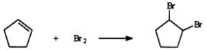 <strong>The reaction of bromine with an alkene such as cyclopentene is a good laboratory test for the presence of a double bond in a compound. What type of reaction is it? </strong> A) addition B) elimination C) substitution D) displacement E) reduction