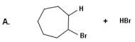 <strong>Identify the products for the reaction between cycloheptene and bromine. </strong> A) A B) B C) C D) D E) None of these choices are correct.