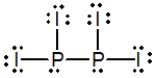 <strong>Select the best Lewis structure for P<sub>2</sub>I<sub>4</sub>.</strong> A) B) C) D) E) None of these choices are correct.
