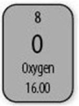 Which number represents the atomic weight of oxygen?