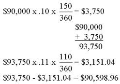 A. $93,750 B. 110 days C. $90,598.96  