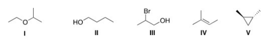 How many different kinds of protons are present in each of the following molecules?