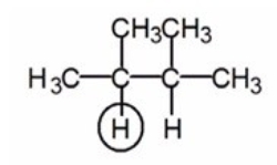 Into how many peaks will the circled proton be split?  