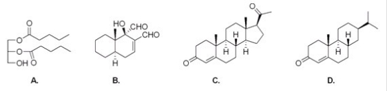 <strong>Which of the following compounds is a steroid? </strong> A)A B)B C)C D)D