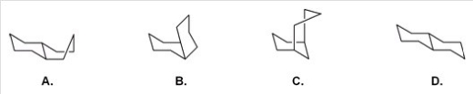 <strong>Which structure represents the lowest energy conformation of a trans-decalin? </strong> A)A B)B C)C D)D