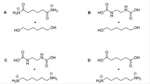 Which of the following sets of products results if nylon 66 is treated with sulfuric acid?