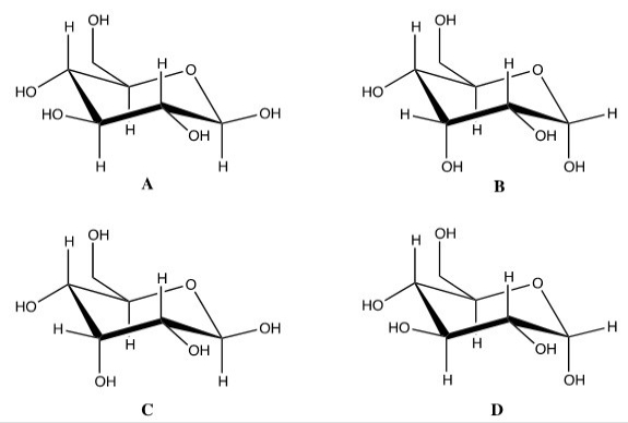 What is the correct chair form for the banomer of D-glucose?