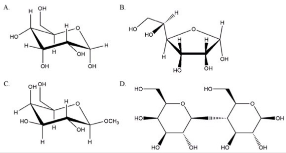 From the sugars shown below,which one will not give a positive test with Tollens reagent?