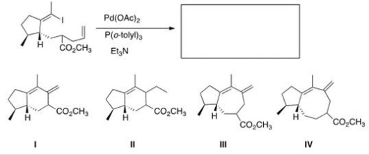 <strong>What would be the major organic product of the following Heck reaction? </strong> A)I B)II C)III D)IV