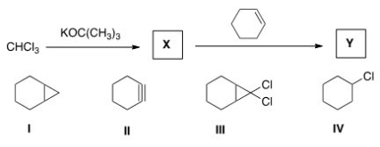 <strong>Identify the structure of the organic product Y formed in the following reaction sequence. </strong> A)I B)II C)III D)IV