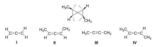 <strong>What starting material could yield the following compound if Simmons-Smith conditions were used? </strong> A)I B)II C)III D)IV