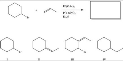 <strong>What is the major product of the following reaction? </strong> A)I B)II C)III D)IV