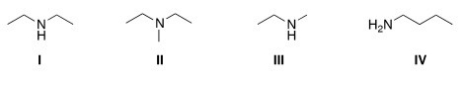 <strong>Which of the following amines are classified as tertiary (3°)amines? </strong> A)I B)II C)III D)IV