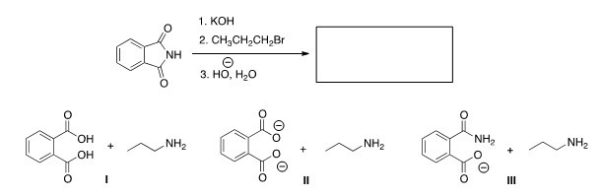 <strong>Predict the product(s)of the following reaction. </strong> A)I B)II C)III D)None of the choices