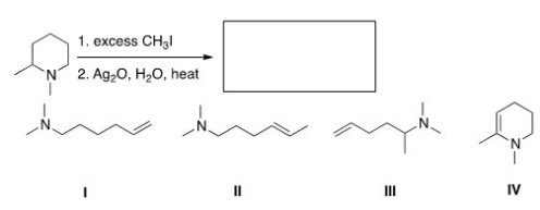 <strong>Predict the major organic product of the following reaction. </strong> A)I B)II C)III D)IV