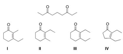 What cyclic product is formed in the intramolecular Aldol condensation when the following compound is treated with aqueous NaOH?