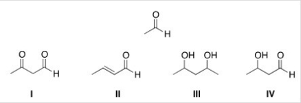 What is the product of the self-condensation of ethanal (acetaldehyde),shown below?