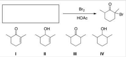 <strong>What is the starting material for the following reaction? </strong> A)I B)II C)III D)IV