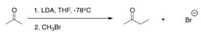 The reaction below is a direct enolate alkylation.It has been found that this reaction only works well with unhindered methyl and 1° alkyl halides.Pick the statement that best explains this observation.