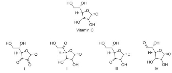 Vitamin C is a stable enediol.Which is the structure of a possible keto form in equilibrium with the enediol form?