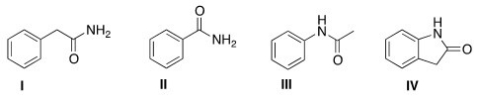 <strong>Draw the structure of N-phenyl acetamide. </strong> A)I B)II C)III D)IV