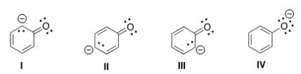 Which of the following structures is the major contributor to the resonance hybrid of the phenoxide anion?