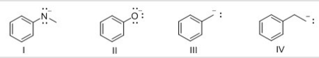 <strong>Which of the following compounds is most basic? </strong> A)I B)II C)III D)IV