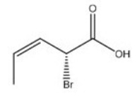 <strong>Give the IUPAC name for the following compound. </strong> A)(E,R)-2-bromo-3-pentenoic acid B)(Z,R)-2-bromo-3-pentenoic acid C)(E,S)-2-bromo-3-pentenoic acid D)(Z,S)-2-bromo-3-pentenoic acid