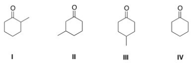 <strong>What is the structure of 3-methylcyclohexanone? </strong> A)I B)II C)III D)IV