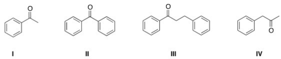 <strong>What is the structure of benzophenone? </strong> A)I B)II C)III D)IV