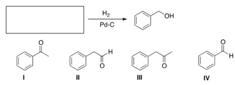 <strong>What is the starting material in the following reaction? </strong> A)I B)II C)III D)IV