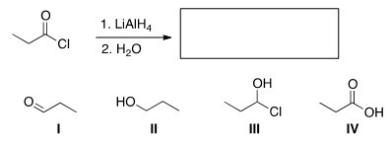 <strong>What is the major organic product of the following reaction? </strong> A)I B)II C)III D)IV