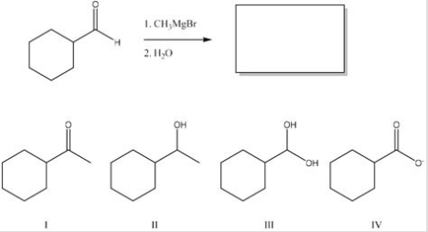 <strong>What is the major product from the following reaction? </strong> A)I B)II C)III D)IV