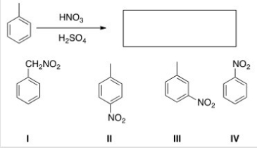 <strong>What is the major organic product obtained from the following reaction? </strong> A)I B)II C)III D)IV